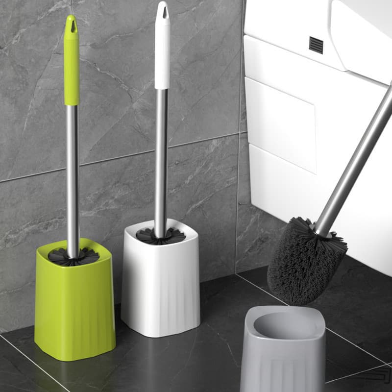 Toilet brush set for home use, bathroom cleaning, no dead angles, with base, long handle.