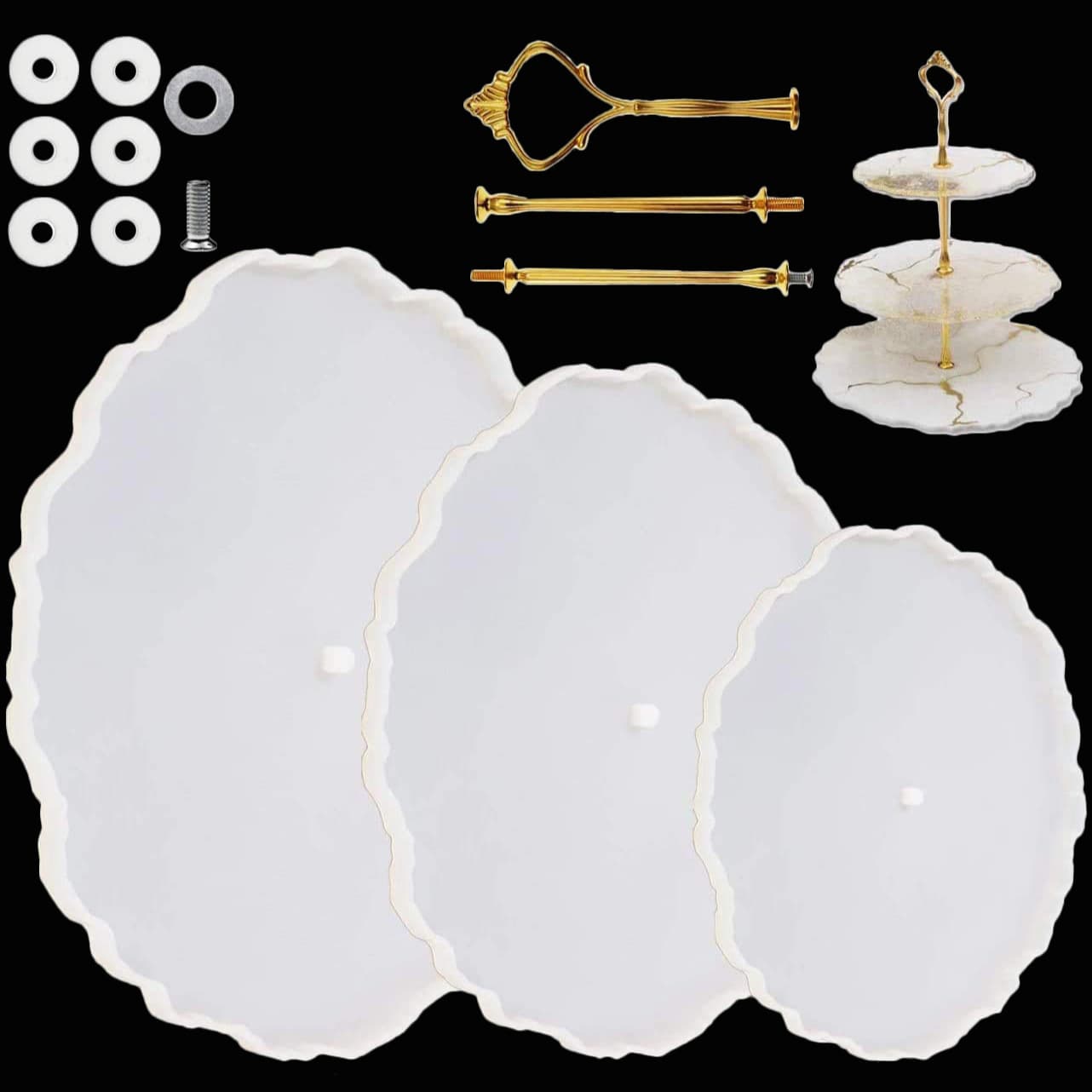 Three-layer fruit plate glue mold diy saucer coaster resin display stand ornament tray mold with bracket
