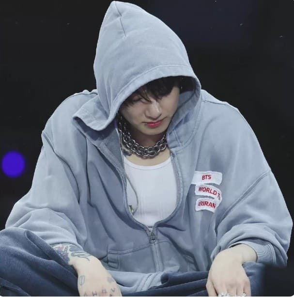 ARIRANG WORLD TOUR Jungkook Tour Fashion BTS Gray Distressed Hoodie