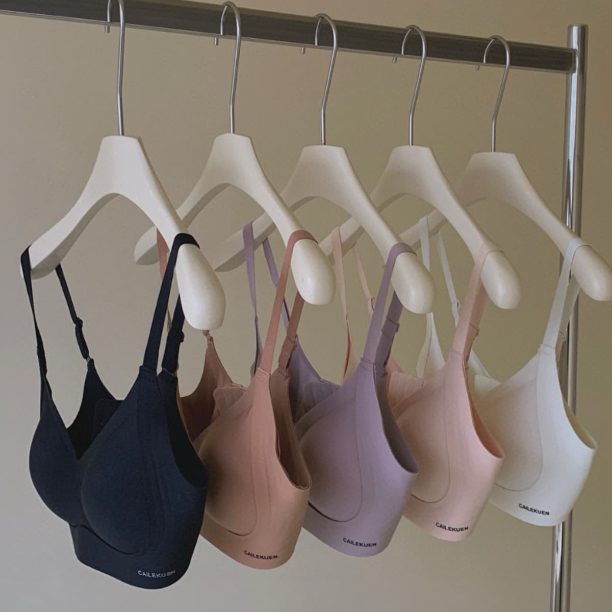 6188# Double lift soft support spaghetti strap underwear 2.0 women's ice silk nude feel breathable top-up anti-sagging bra
