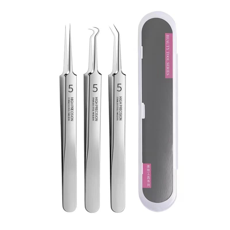 Household blackhead cell clip tweezers, acne needle complete set, beauty professional stainless steel acne needle 4-piece set