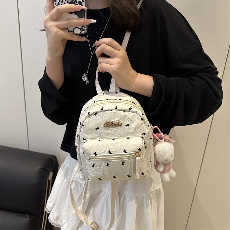Fashion Women's Bag 2025 New Daily Casual Simple College Style Floral Graffiti Trendy Handbag Backpack