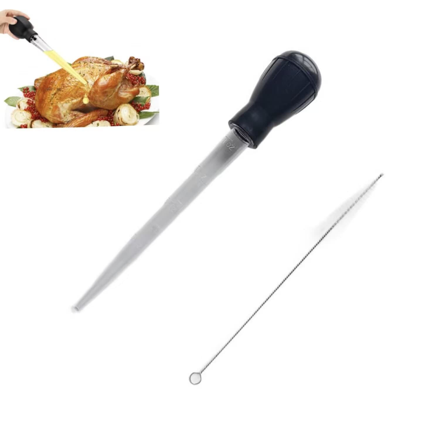 Turkey Baster Kit with Cleaning Brush, Grill Drip Tube, Turkish Turkey Roasting Pan, Grill Injector