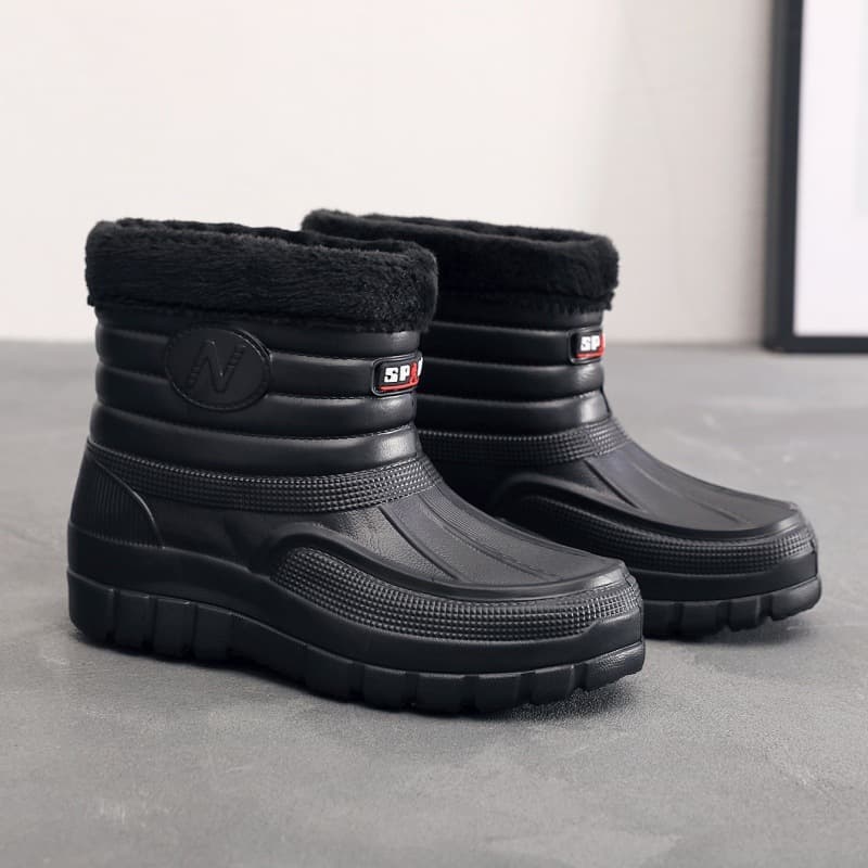 Winter Fleece-Lined Men's Snow Boots, Laundry Kitchen High-Top Outdoor Work Anti-Slip Warm Cold Storage Integrated Shoes, Cold Protection