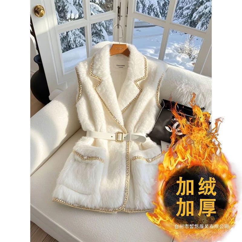 Vest Women's Style 2025 New Arrival Winter Feel Petite Chic Fashionable Layering White Waistcoat Thickened Jacket