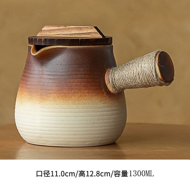 Large Capacity Lidded Roasted Milk Tea Pot Set with Stove, Dry-Burning Ceramic Kettle, Complete Tea Utensils