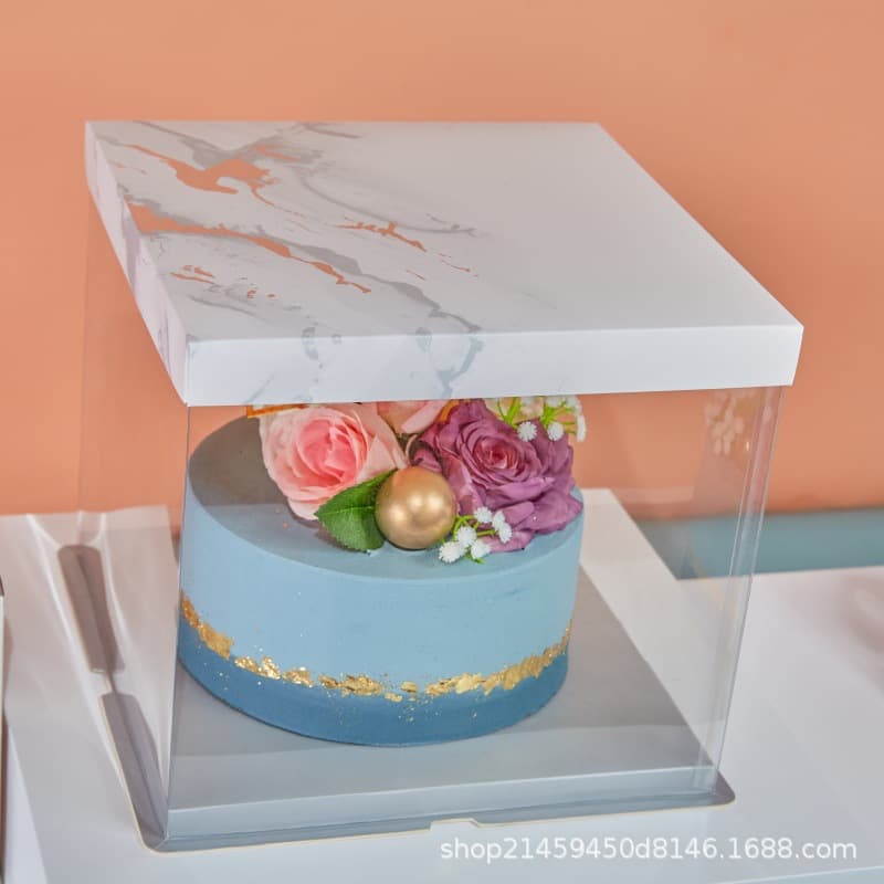 Minimalist creative baking transparent birthday cake packaging box three-in-one fully transparent box gift football packaging box