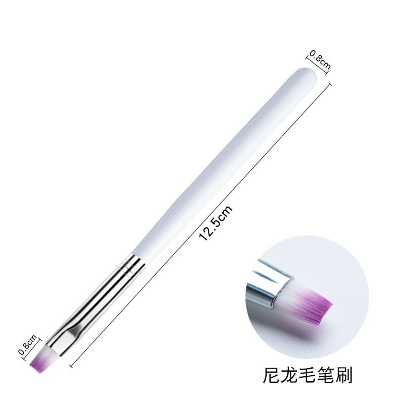 Nail Art Flat Brush, Gel Brush, Acrylic Extension Brush, Nylon Hair Detail Brush for Cross-Border Wholesale