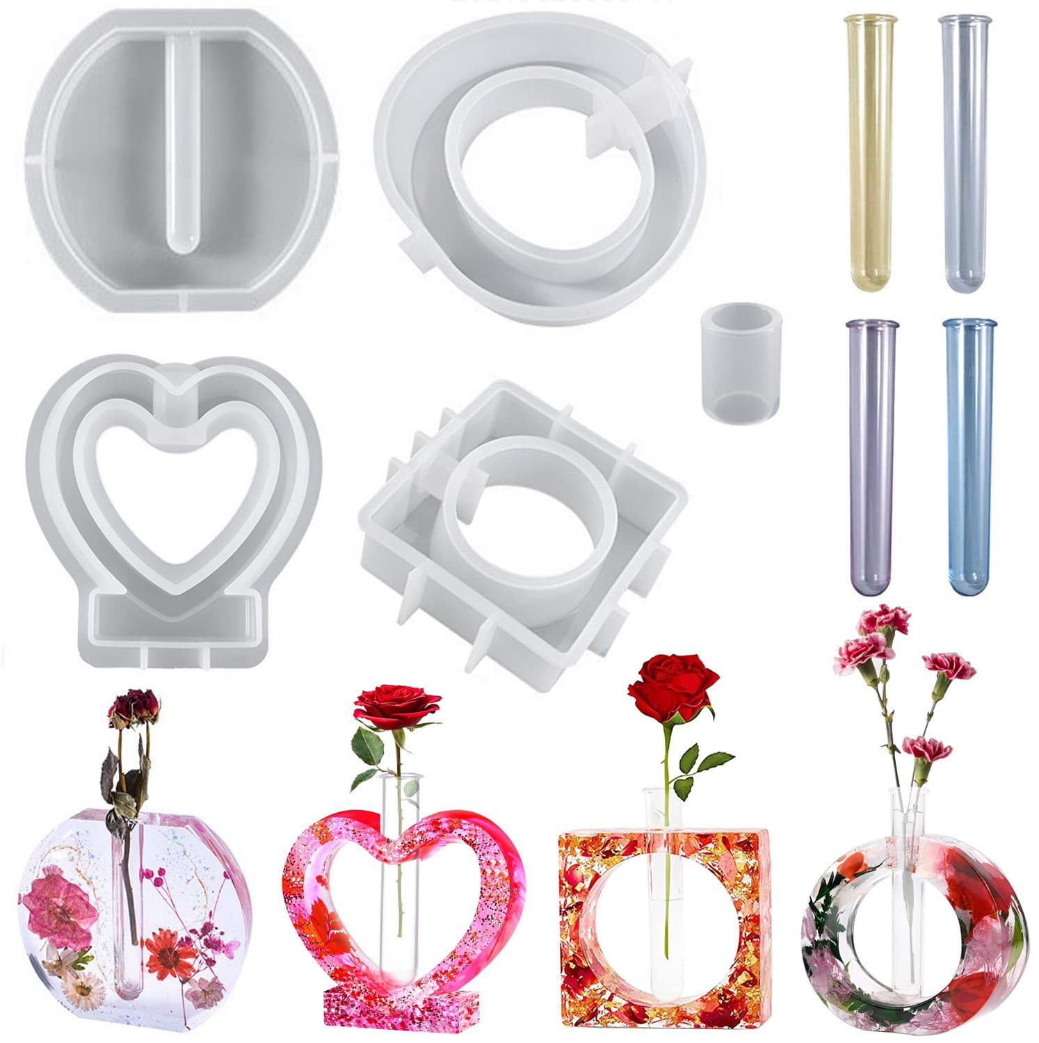 Epoxy Resin Heart Vase Silicone Mold, DIY Resin Irregular Ins Style Gypsum Hydroponic Flower Vessel Wholesale