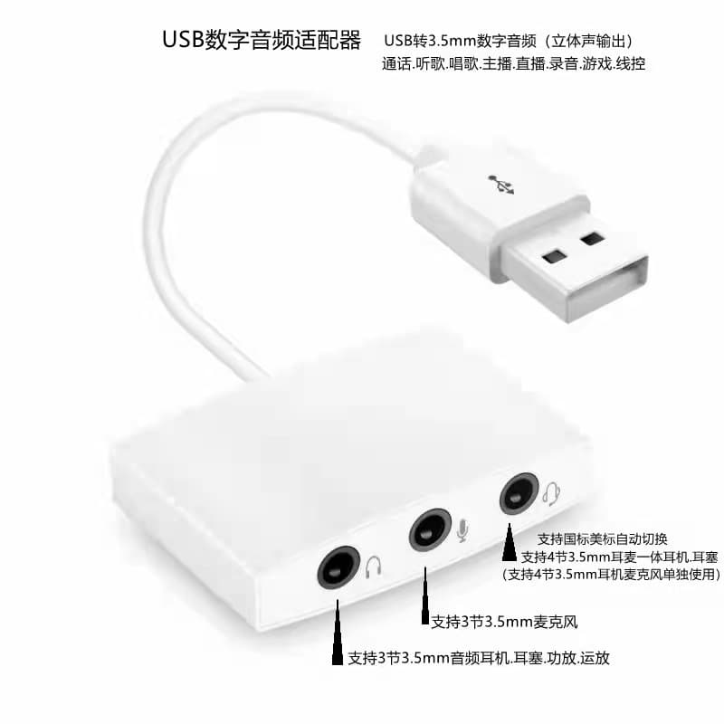 USB External Sound Card for Desktop PC, Laptop, External Headset Microphone, PS4 Gaming Sound Card