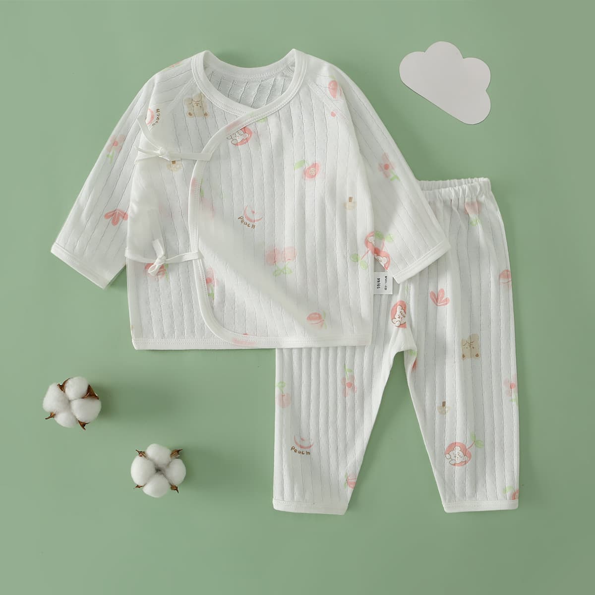 Summer Thin Baby Separates Set, Class A Pure Cotton Newborn Underwear, Seamless Baby Air Conditioning Outfit