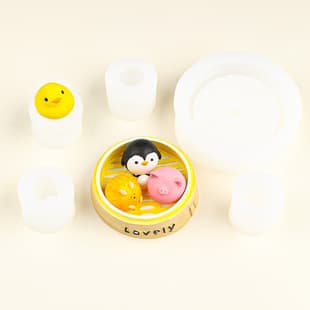 Steamer Penguin, Duck, Pig, Hedgehog Silicone Mold for DIY Car Aromatherapy Plaster, Fondant, Small Steamer Decor Mold