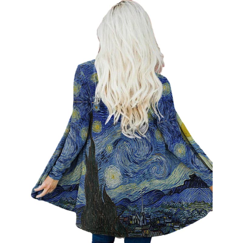 2021 European and American Amazon Spring and Autumn Women's Jackets Ethnic Elements Printed Cardigan Long Sleeve Top Slim Jacket Women
