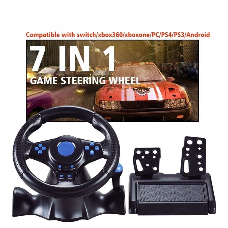 Compatible with Switch 2 / Xbox One / 360 / PS4 / PS2 / PS3 / PC Racing Games Seven-in-One Steering Wheel