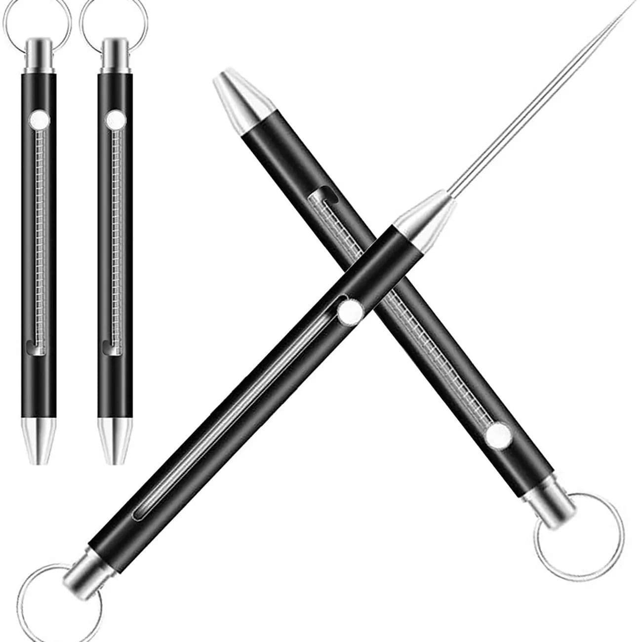 Titanium Alloy Portable Toothpick Spring Retractable Toothpick Keychain Pendant Outdoor Self-Defense Camping Tool