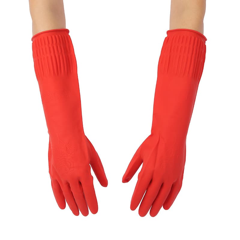 Rubber latex female work wear-resistant dishwashing female kitchen nitrile rubber housekeeping cleaning gloves acid and alkali resistant gloves