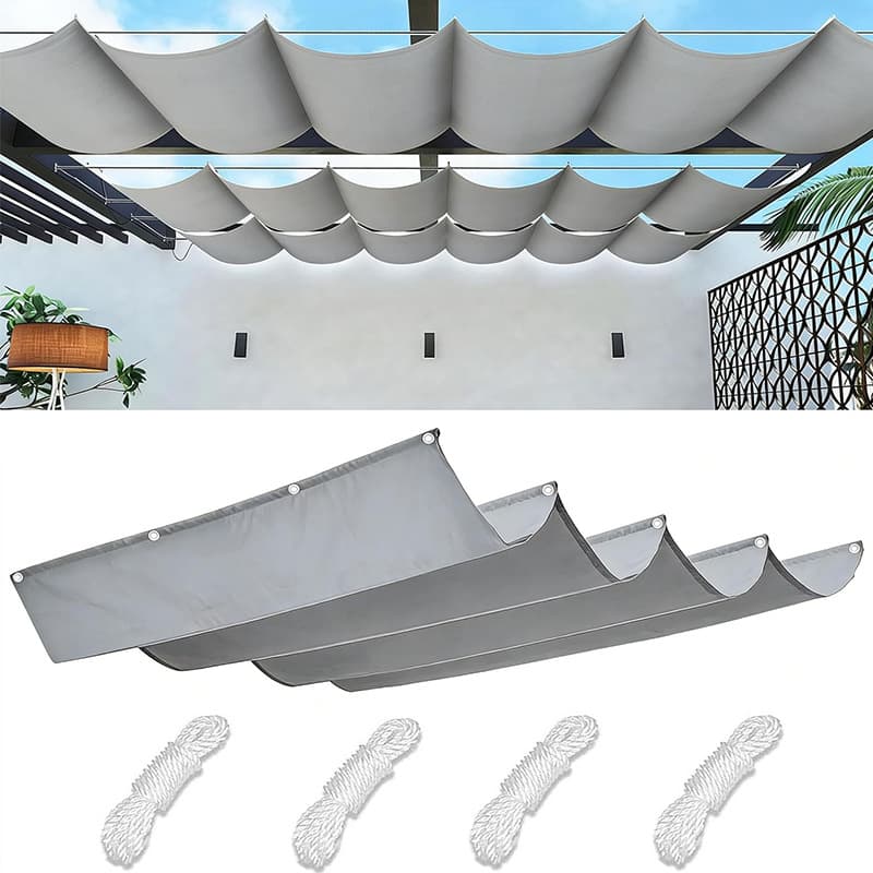 Retractable Shade Sail Adjustable Polyester Oxford Cloth Awning Patio Courtyard Balcony Gazebo Wave Sunshade