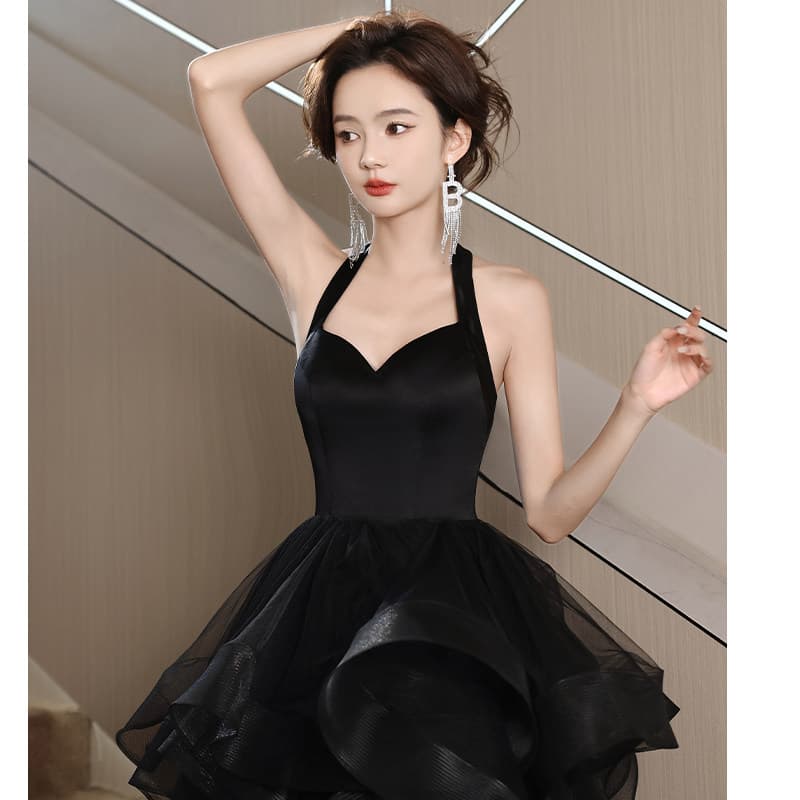 Black Evening Dress Women New High-End Celebrity Style Light Luxury Elegant Spaghetti Strap Mesh Slimming