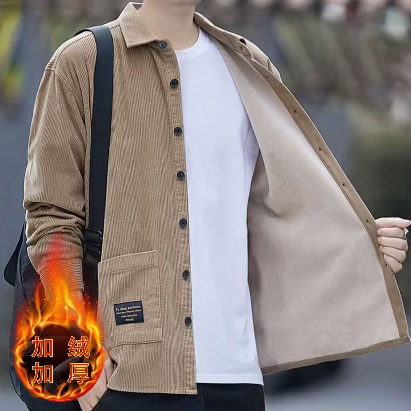 Autumn and winter velvet shirt jacket men's Korean style trendy shirt loose casual large size men's jacket jacket