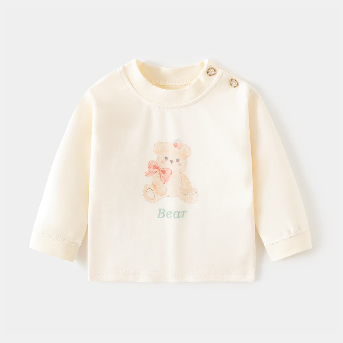 Baby Autumn Underwear Infant Pure Cotton Printed Retro Cartoon Kids Spring/Fall Inner Wear Undershirt Shoulder-Opening T-Shirt