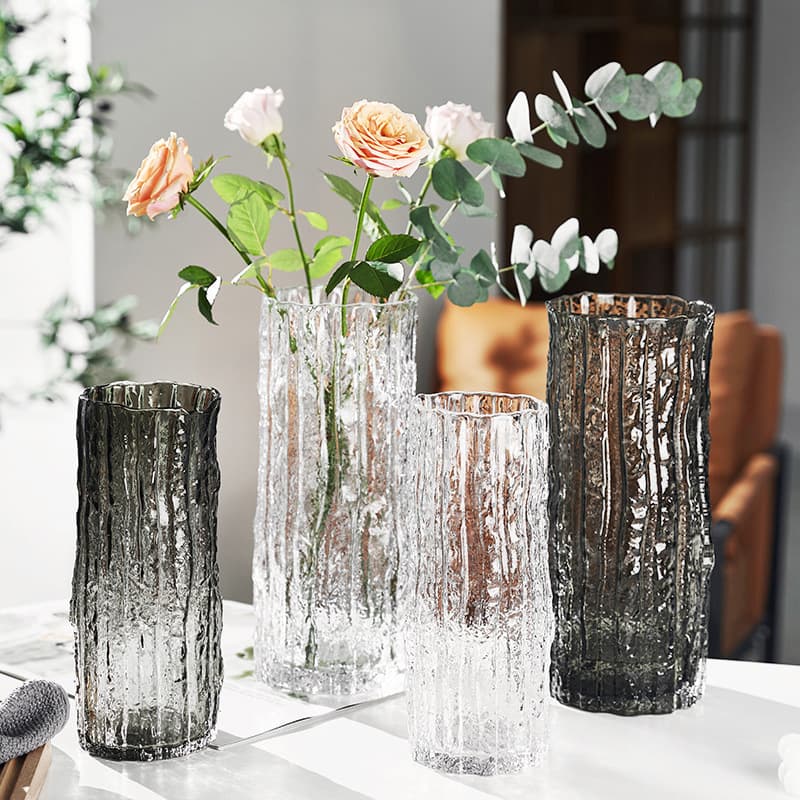 Glacial Glass Vase Wholesale, Water-Rich Lucky Bamboo, Large Flower Container, Living Room Dining Table Ins Decoration