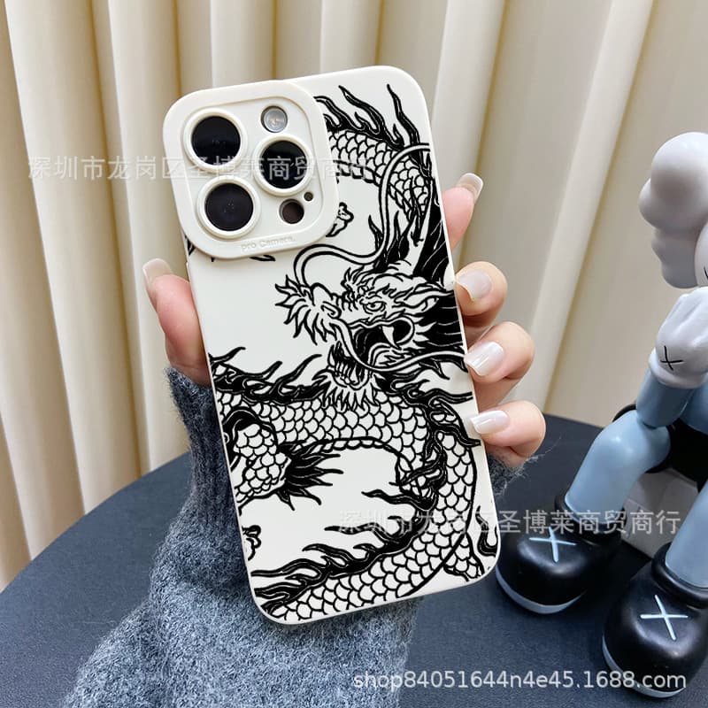 Black Double Dragon Case for Apple iPhone 17, iPhone 16 Pro Max, All 15/14, Shockproof 18 Protective Cover X