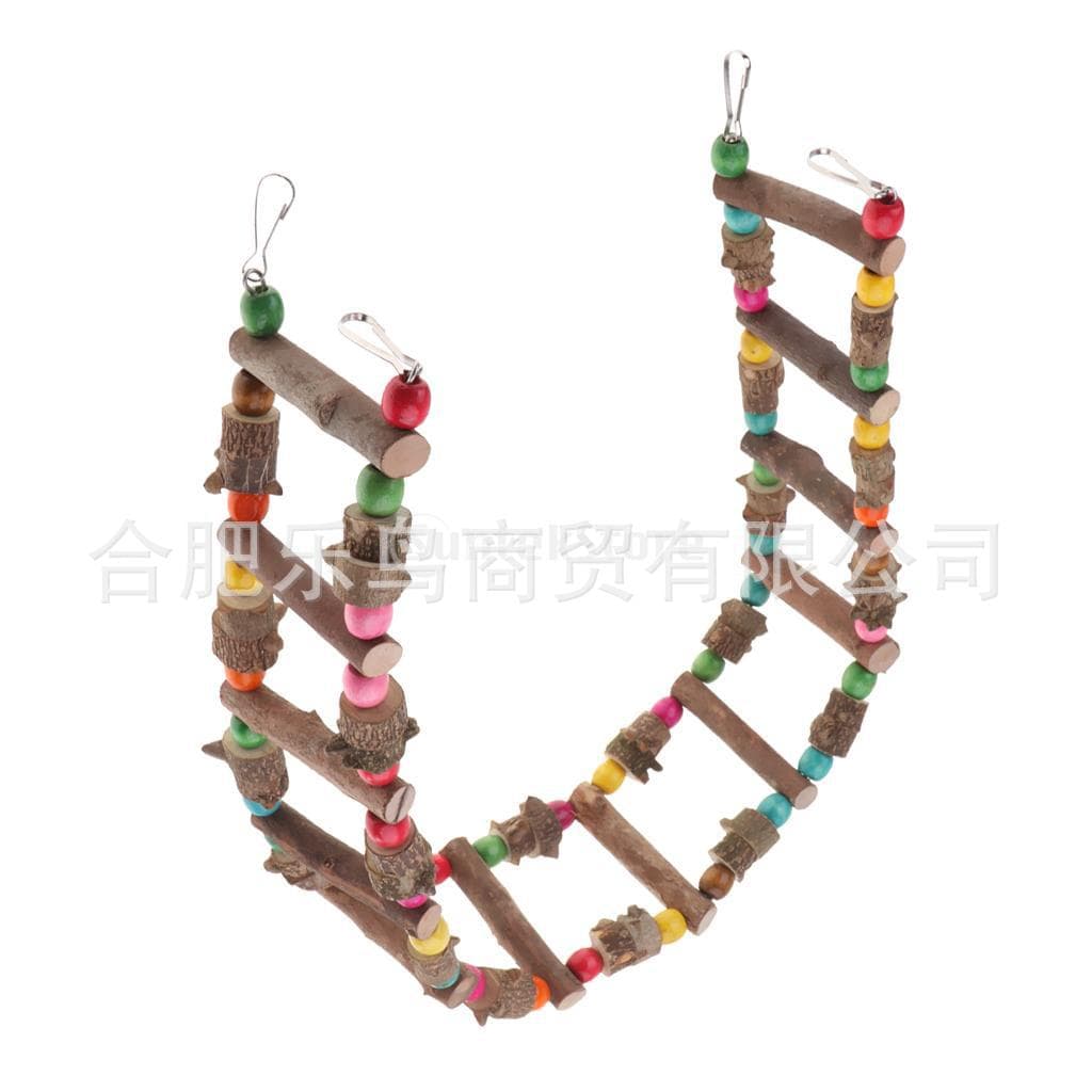 Parrot Toy Pet Chicken Toy Cage Decoration Spice Wood Colorful Bead Ladder Climbing Ladder Large Ladder