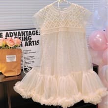 Cross-Border Girls' Tulle Dress Heavy Beaded Vest Dress Little Girl Fairy Princess Dress Birthday Gown