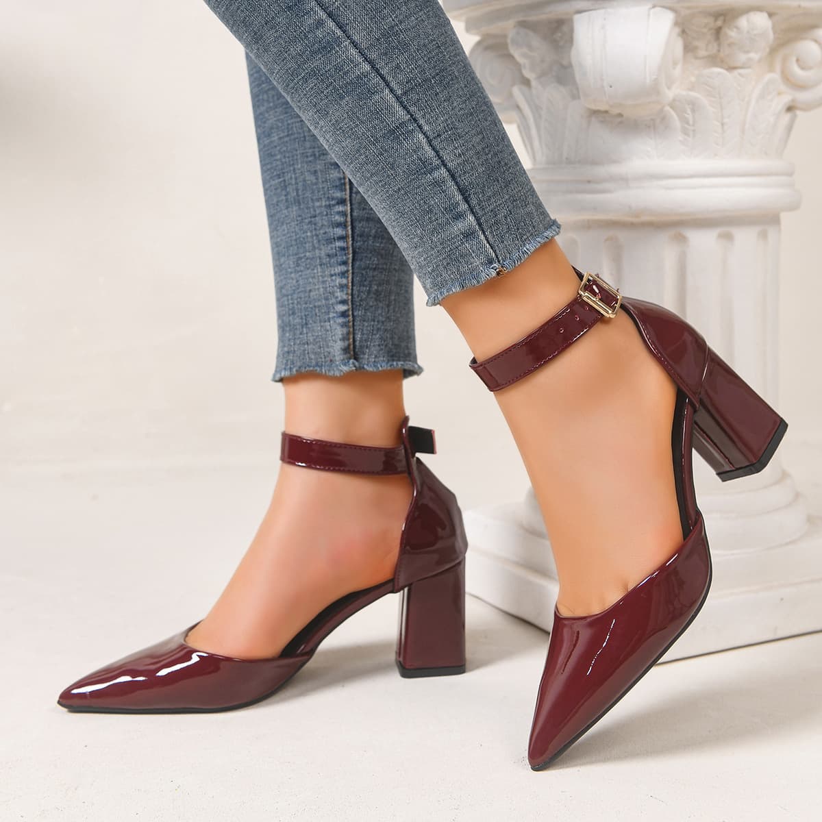Cross-border Trade Large Size Baotou High-Heeled Sandals for Women 2026 Summer New Fashion Casual Pointed Toe Thick High-Heeled Sandals