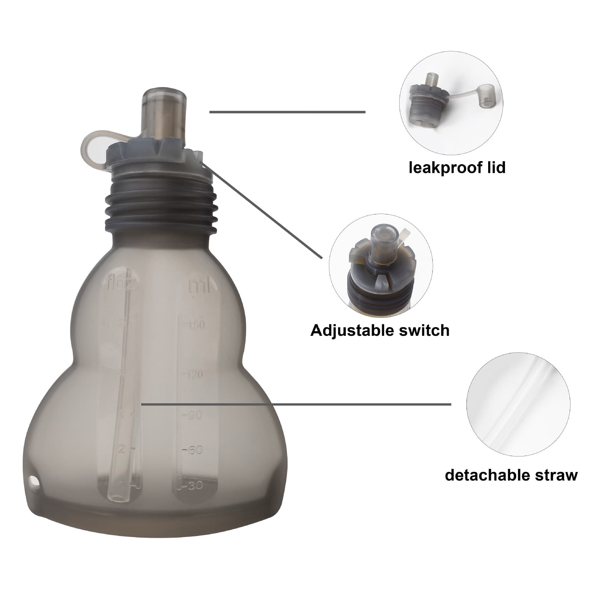 Amazon silicone baby bottle and pump accessories, universal knob straw nipple, portable silicone breast milk collector.
