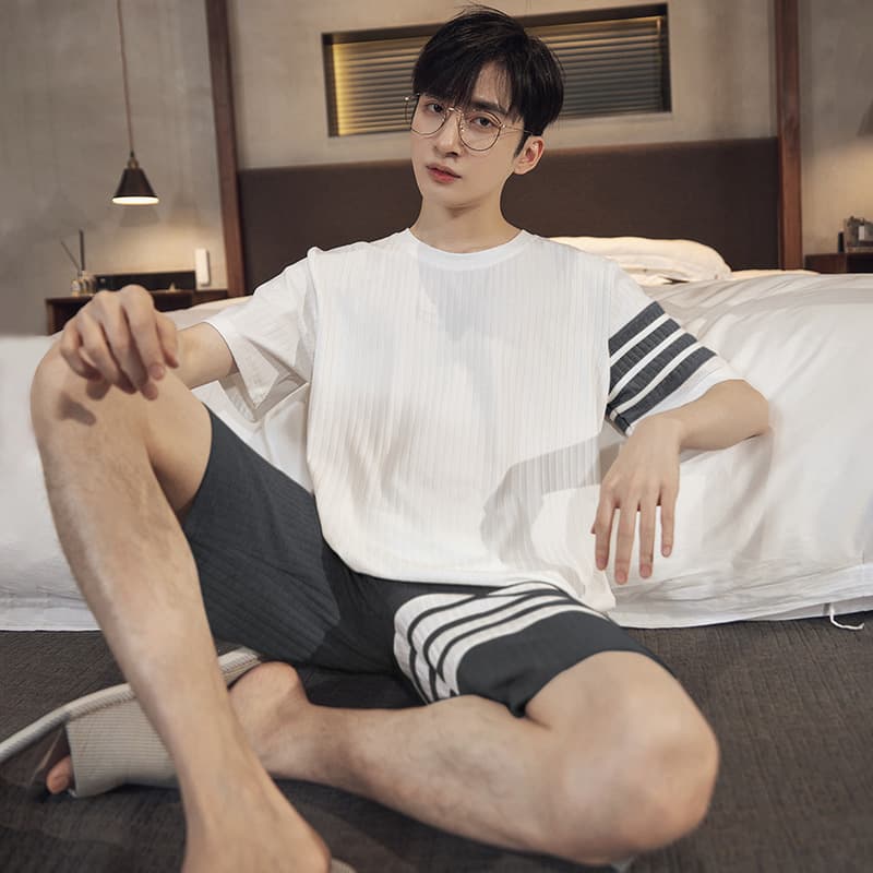 Summer Modal Sleepwear Short Sleeve Thin Home Clothes Set for Men Youth Outdoor Wear Comfortable Breathable Cooling Function