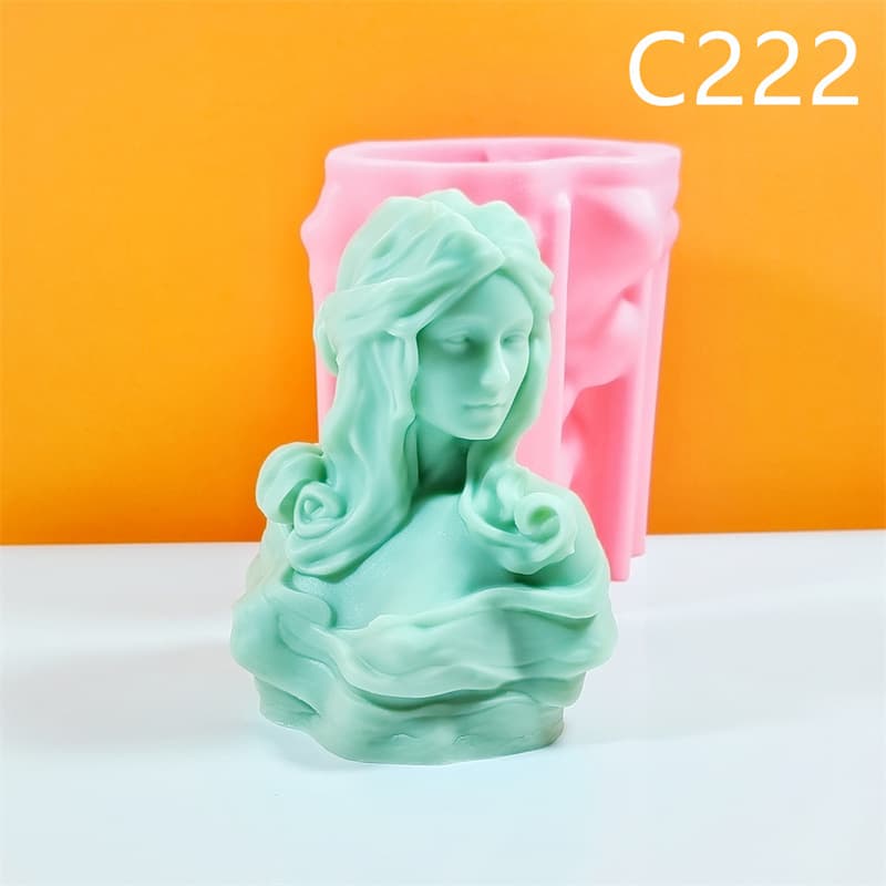 Artistic Long Hair Female Portrait Silicone Mold Handmade DIY Scented Candle Gypsum Figure Decoration Mold C222
