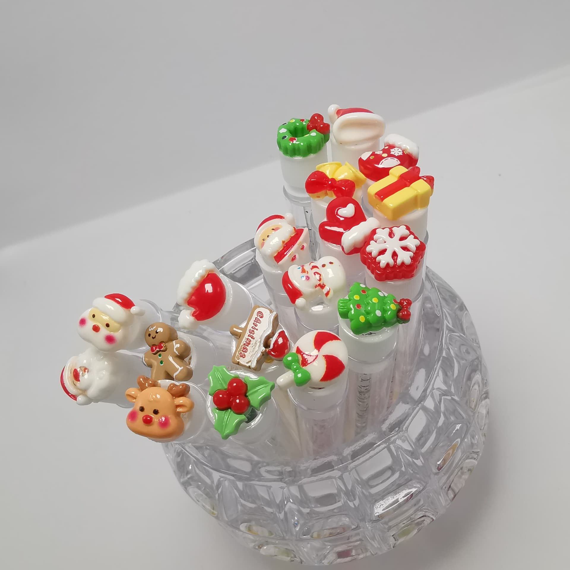 2024 Christmas Halloween cartoon tube-mounted eyelash brush, crystal style with transparent inner tube, disposable eyelash brush