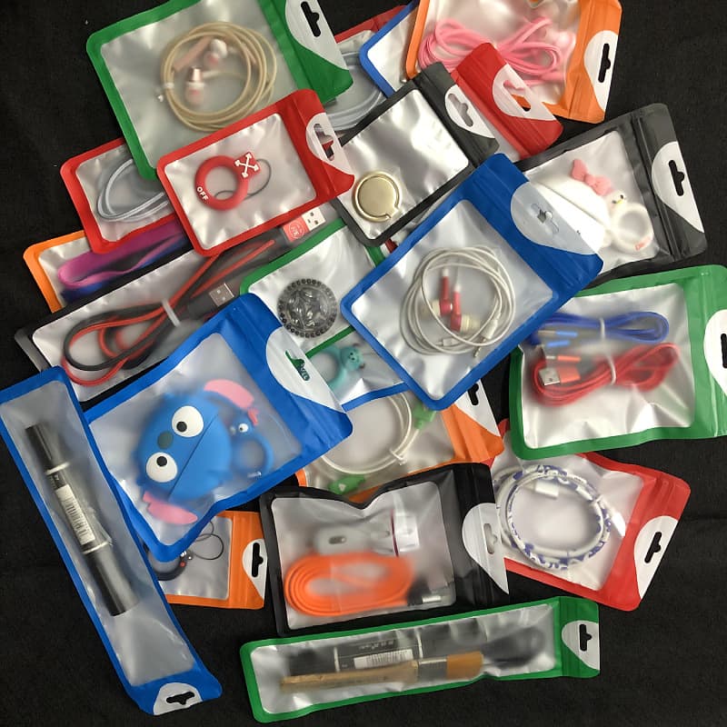Car standard accessories zipper self-sealing packaging bag mobile phone bracket finger ring buckle fish hook small hanging decoration U disk packaging bag