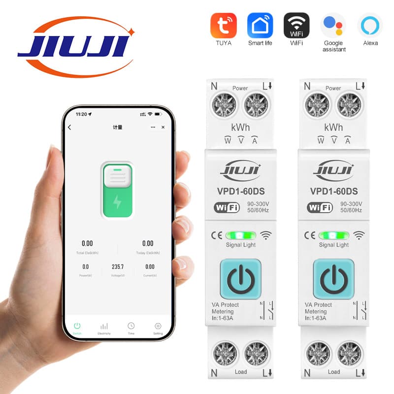 WiFi smart rail circuit breaker mobile APP remote control timing overcurrent and undervoltage protection voice control