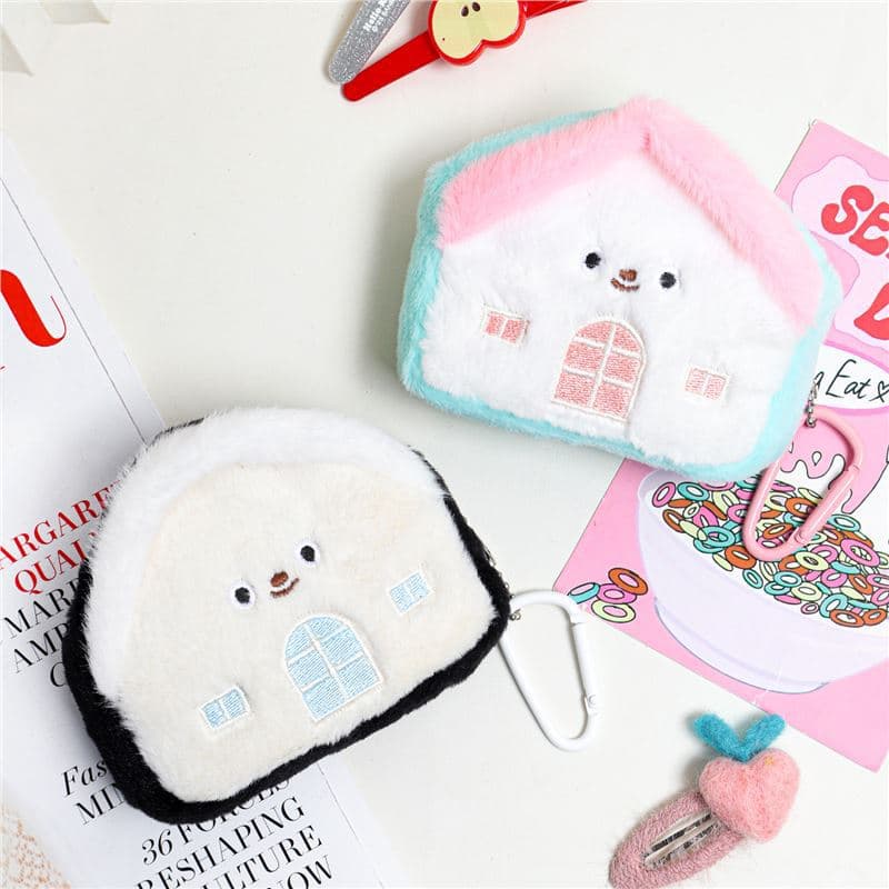 Creative Small House Coin Purse Earphone Case Data Cable Organizer Portable Sanitary Pad Pouch Girls Backpack Charm