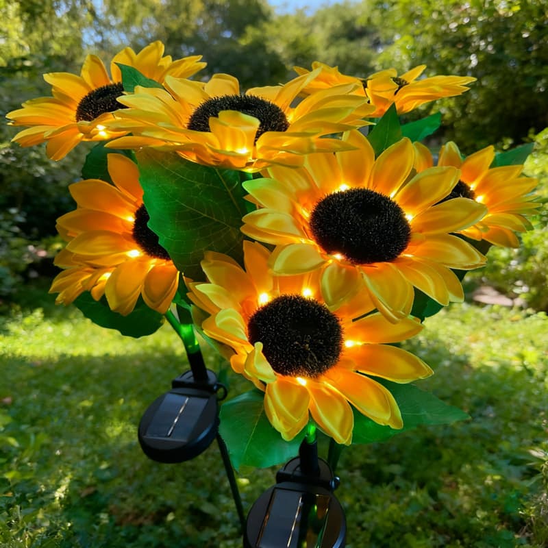 LED Solar Sunflower Ground Insert Light Outdoor Rainproof Garden Lawn Light Landscape Light Artificial Flower Atmosphere Light