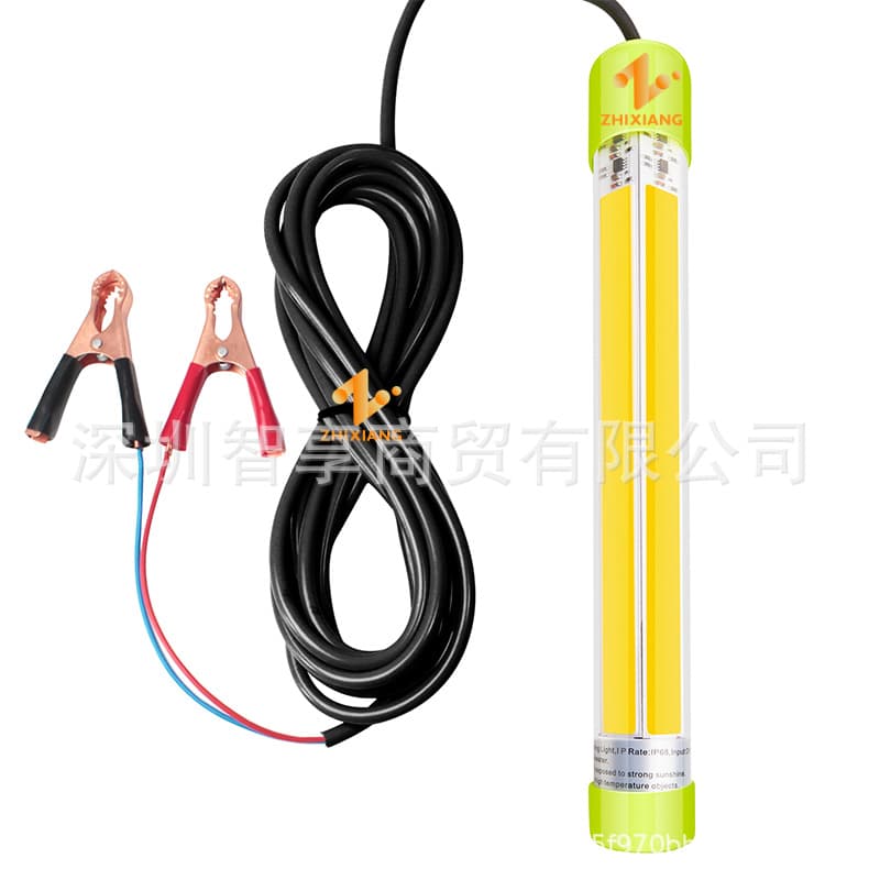 12V 20W 60W COB LED Fish Attractor Light, Underwater Fish Luring Light, Green LED Fish Light