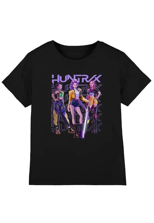 Trendy Cartoon KPop Devil Hunter Short Sleeve T-Shirt, Harajuku O-Neck Casual Fashion Loose High-Quality Tee
