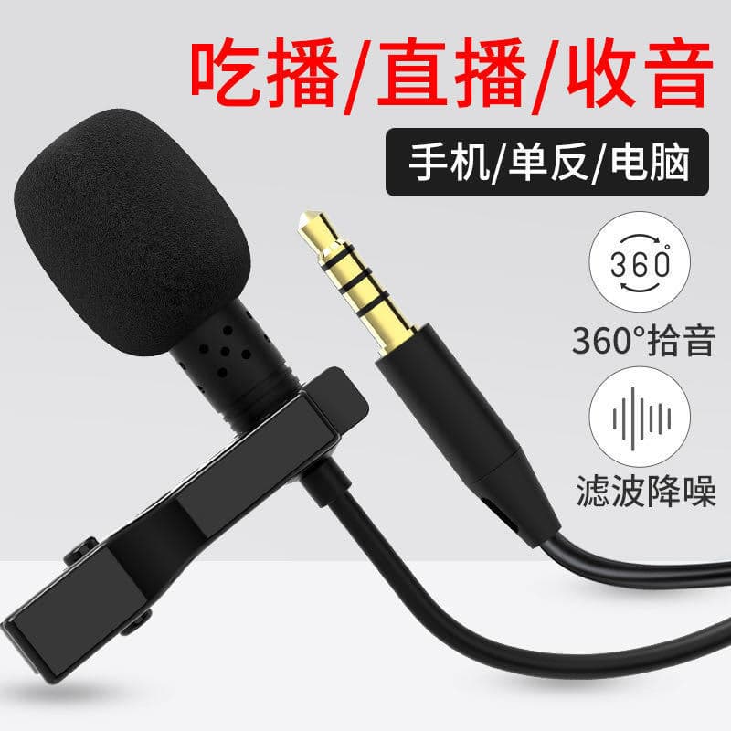 Portable Mini USB Microphone Noise Reduction Lapel Style for Live Broadcast Food Streaming Mobile Phone Computer Recording