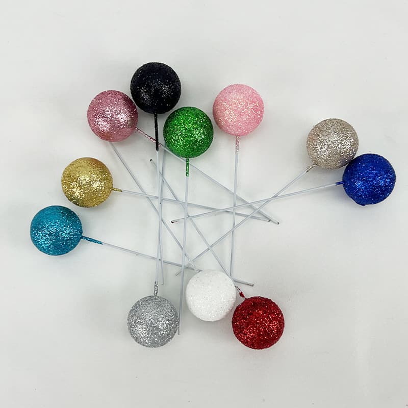 Birthday cake ornaments, gold and silver balls, colorful balls, glitter balls, shiny gold cake foam ball decoration inserts.