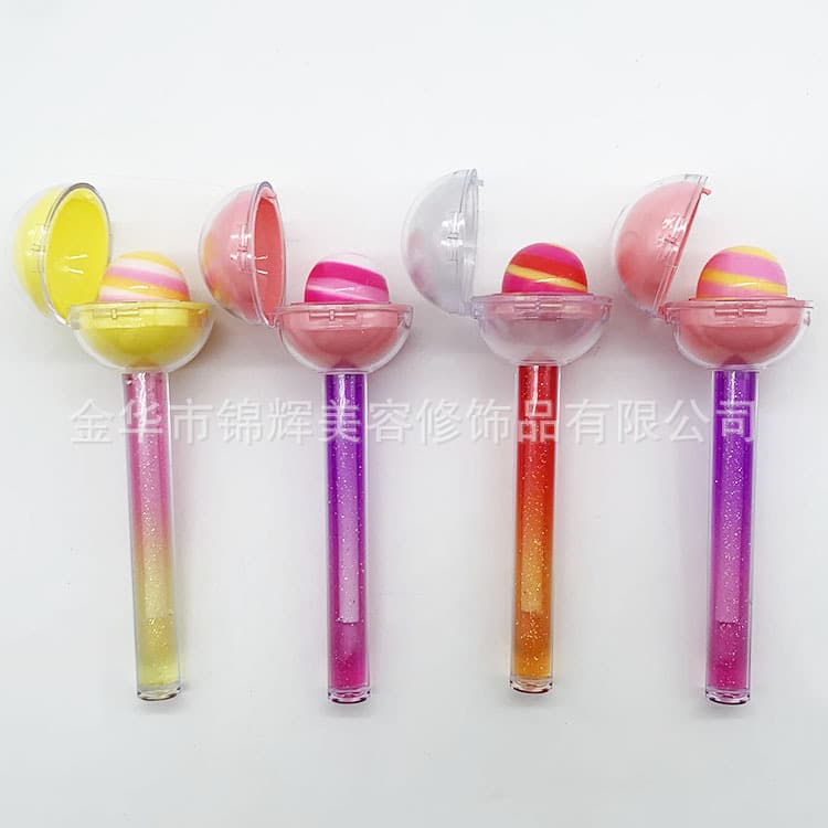 For Foreign Trade Only Kids Lip Gloss Lollipop Lipstick Lip Gloss 2-in-1 Gradient Color Lip Gloss