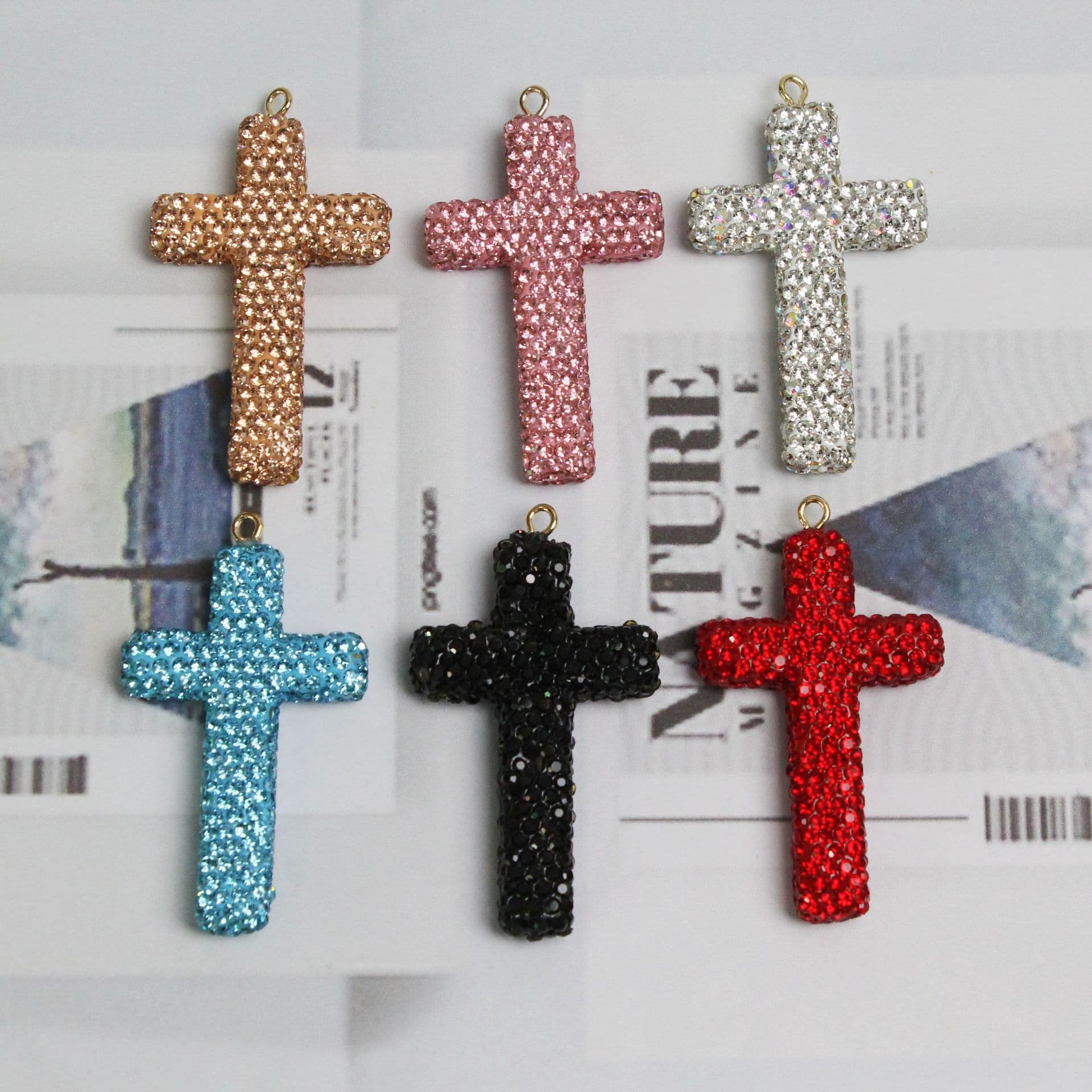 DIY Full Rhinestone Cross Keychain Accessory Car Hanging Bag Charm Rhinestone Cross Multiple Colors Available