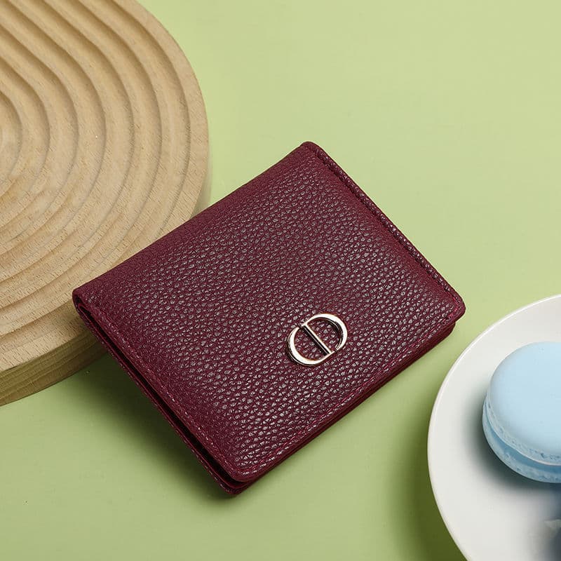 Factory Direct Women's Short Leather Wallet Compact Card Holder Integrated Coin Purse Portable Unique Design