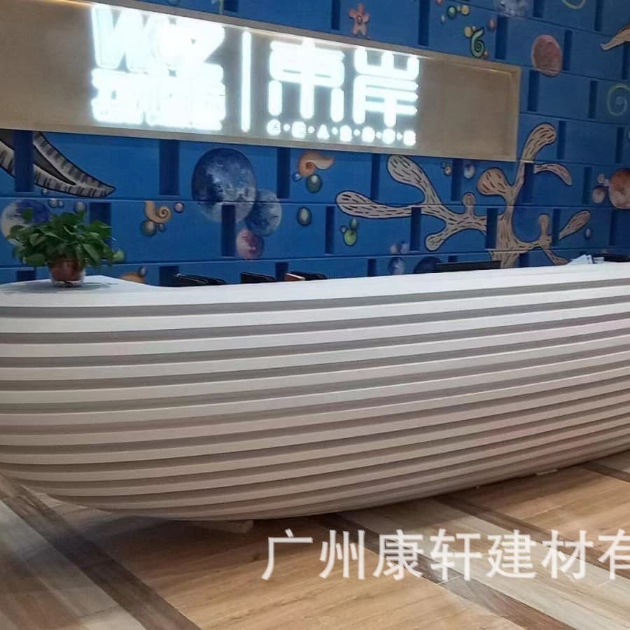 Acrylic artificial stone irregular-shaped reception desk - source factory, acrylic artificial stone hotel and shopping mall reception desk, bar.