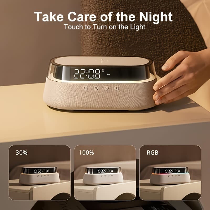 T 8202026 New Cross-Border 6-in-1 Digital Alarm Clock Bedside Clock Radio