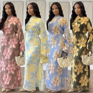 Cross-border Women's Robe Dress New Arrival Amazon Printed African European and American