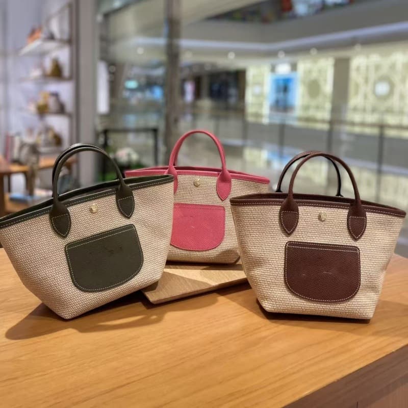 Longchamp Summer New Woven Commuter Large Capacity Bag Seaside Vacation Style Straw Woven Handbag Tote Shoulder Bag