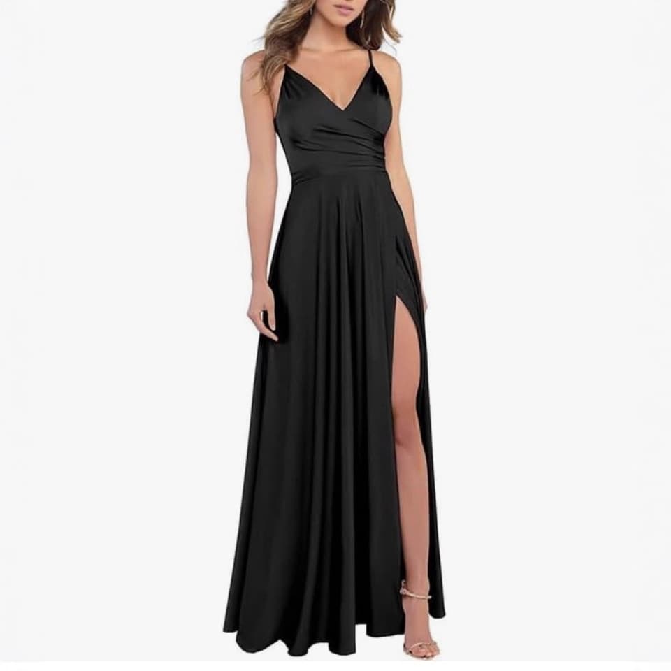 Amazon US/EU Cross-Border Bridesmaid Dress Long Gown Spaghetti Strap Slimming Off-Shoulder V-Neck Sleeveless Bridesmaid Party Evening Gown
