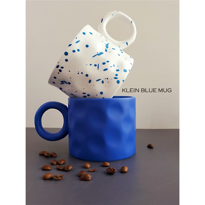 Klein Blue Ceramic Creative Solid Color High-Value European Afternoon Tea Couple Coffee Mug - Mid-Autumn Festival and National Day Gift